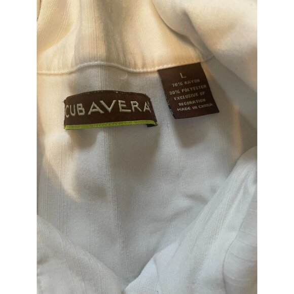 Cubavera Hawaiian Shirt White w/ orange Button Up Short Sleeve Mens Sz Large - Picture 2 of 8